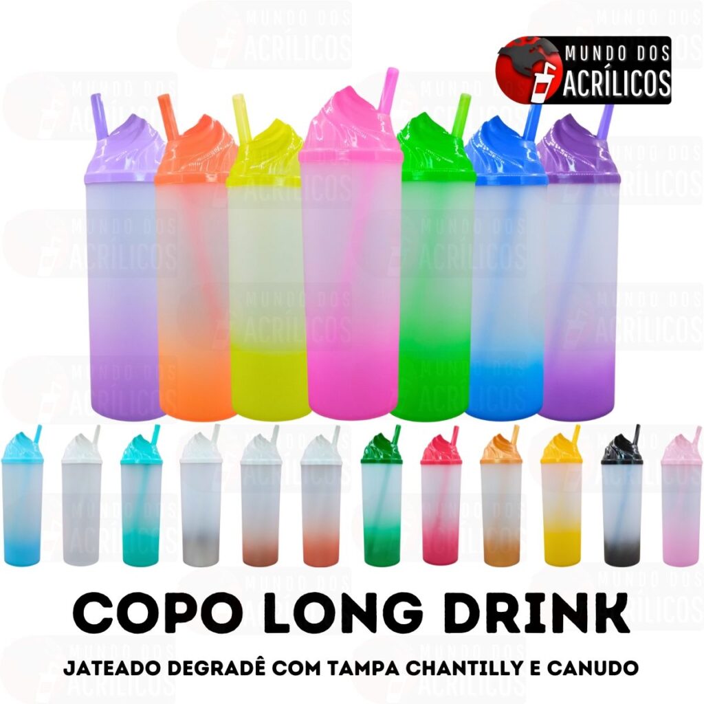 COPO LONG DRINK 350ML TAMPA CHANTILLY E CANUDO JATEADO DEGRADÊ